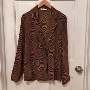 Mango Brown and Black Print Blazer